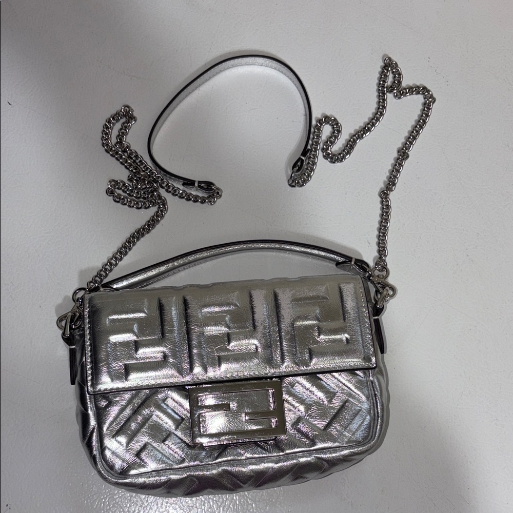 Silver Designer D00p Chain Shoulder Bag